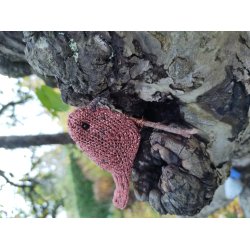 Fugle, strikket i lurex (metalgarn)