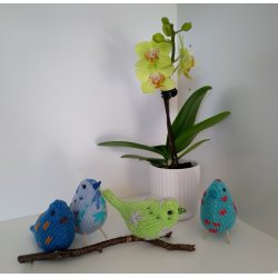 Fugle - strikkede med frit broderi 