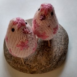 Fugle - strikkede med frit broderi 